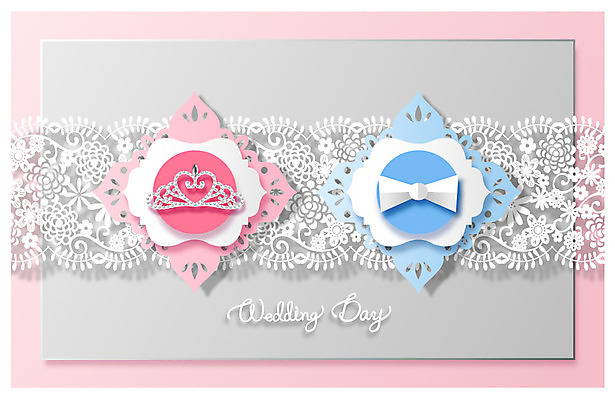 행복 결혼 일러스트 나비넥타이 사람없음 페이퍼아트 보석 티아라 국내일러스트 AI파일 레이스천 감정 넥타이 왕관 이벤트 직물 광석 파일형식 벡터