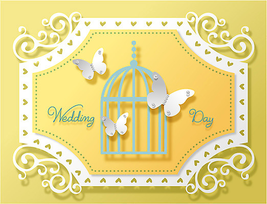 행복 나비 결혼 일러스트 사람없음 노란색 페이퍼아트 보석 새장 국내일러스트 AI파일 감정 컬러 곤충 이벤트 광석 케이지 파일형식 벡터