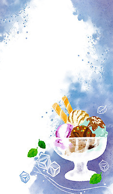 PSD 그릇 백그라운드 일러스트 나뭇잎 아이스크림 사람없음 여름 얼음 계절백그라운드 막대과자 국내일러스트 자연요소 식기 계절 잎 디저트 과자 파일형식