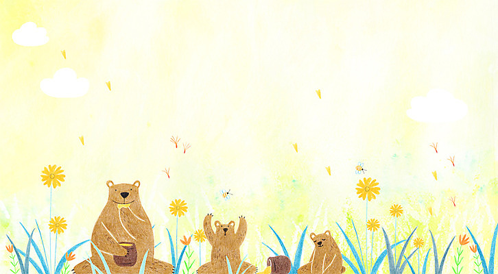 PSD 동물 꽃 백그라운드 꽃밭 일러스트 곰 가족 세마리 사람없음 봄 벌 꿀 봄배경 국내일러스트 식물 계절 곤충 포유류 관계 3 파일형식