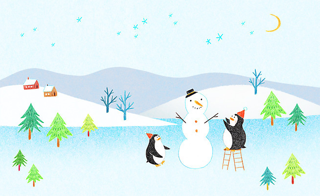 PSD 나무 동물 별 호수 백그라운드 두마리 겨울 일러스트 눈사람 사람없음 달 눈 야간 언덕 펭귄 겨울배경 국내일러스트 자연요소 식물 계절 2 조류 날씨 파일형식