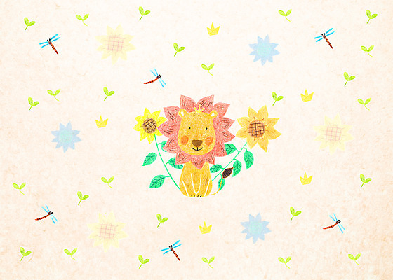 PSD 동물 한마리 백그라운드 패턴 일러스트 해바라기 사람없음 새싹 잠자리 사자 국내일러스트 식물 1 꽃 곤충 무늬 포유류 파일형식
