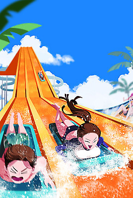 전신 PSD 여자 남자 수영복 일러스트 물놀이 수영장 웃음 성인 세명 여름 여름휴가 바캉스 비키니 야자수 수영 즐거움 슬라이드 워터슬라이드 워터파크 국내일러스트 나무 옷 계절 감정 놀이 휴가 표정 사람 수상스포츠 파일형식 여름_계절