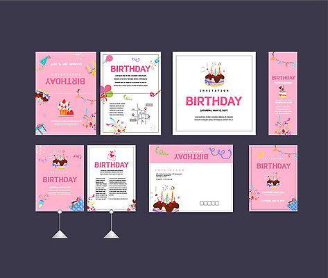 템플릿 배너템플릿 분홍색 이벤트 사람없음 세트 현수막 축하 생일 생일케이크 전단 엽서 초대장 축하카드 풍선 약도 생일카드 소봉투 행사세트 행사템플릿 AI파일 배너 기념일 컬러 컨셉 지도 편지봉투 카드_감사 케이크 편지 홍보물 파일형식 벡터