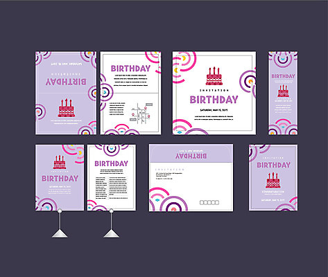 템플릿 배너템플릿 이벤트 사람없음 세트 보라색 현수막 축하 생일 생일케이크 전단 엽서 초대장 축하카드 약도 생일카드 소봉투 행사세트 행사템플릿 AI파일 배너 기념일 컬러 컨셉 지도 편지봉투 카드_감사 케이크 편지 홍보물 파일형식 벡터