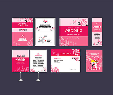 템플릿 배너템플릿 여자 남자 분홍색 결혼 꽃무늬 이벤트 두명 세트 장미 현수막 전단 청첩장 엽서 초대장 약도 소봉투 행사세트 행사템플릿 AI파일 배너 꽃 컬러 지도 무늬 편지봉투 카드_감사 사람 편지 홍보물 파일형식 벡터