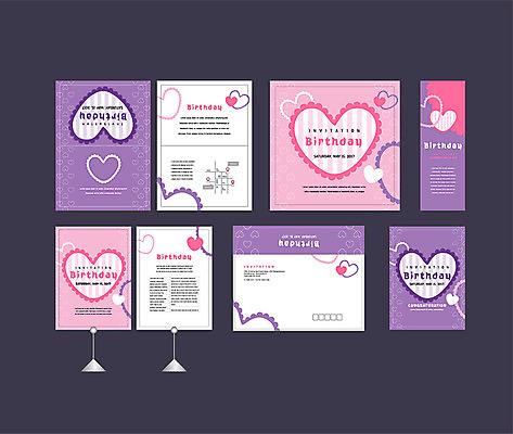 템플릿 배너템플릿 분홍색 이벤트 사람없음 세트 보라색 현수막 하트 축하 생일 전단 엽서 초대장 축하카드 약도 생일카드 소봉투 행사세트 행사템플릿 AI파일 모양 배너 기념일 컬러 컨셉 지도 편지봉투 카드_감사 편지 홍보물 파일형식 벡터