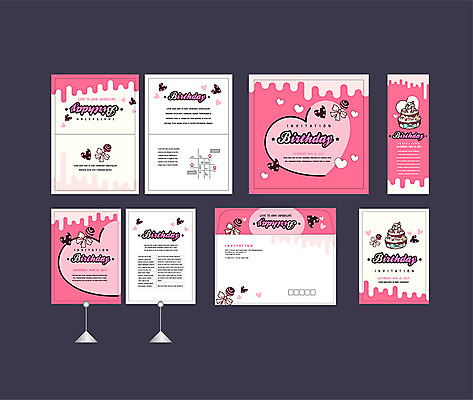 템플릿 배너템플릿 분홍색 이벤트 사람없음 세트 현수막 하트 축하 생일 생일케이크 전단 엽서 초대장 축하카드 약도 생일카드 소봉투 행사세트 행사템플릿 AI파일 모양 배너 기념일 컬러 컨셉 지도 편지봉투 카드_감사 케이크 편지 홍보물 파일형식 벡터