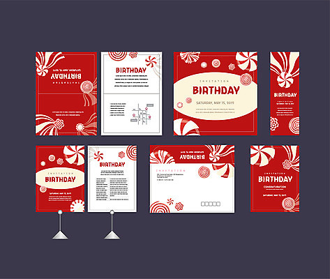 템플릿 배너템플릿 무늬 막대사탕 이벤트 사람없음 빨간색 세트 현수막 축하 생일 전단 엽서 초대장 축하카드 약도 생일카드 소봉투 행사세트 행사템플릿 AI파일 배너 기념일 컬러 컨셉 지도 편지봉투 카드_감사 사탕 편지 홍보물 파일형식 벡터