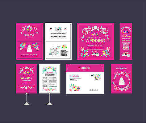 템플릿 배너템플릿 꽃 분홍색 결혼 조류 이벤트 사람없음 세트 현수막 웨딩케이크 전단 청첩장 엽서 초대장 약도 소봉투 행사세트 행사템플릿 AI파일 식물 동물 배너 컬러 지도 편지봉투 카드_감사 케이크 편지 홍보물 파일형식 벡터