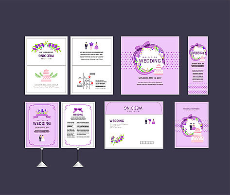 템플릿 배너템플릿 여자 남자 리본 결혼 이벤트 두명 세트 보라색 현수막 웨딩케이크 전단 청첩장 엽서 초대장 약도 소봉투 행사세트 행사템플릿 AI파일 배너 컬러 지도 편지봉투 카드_감사 사람 케이크 편지 홍보물 파일형식 벡터