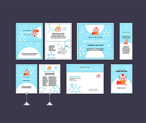 템플릿 배너템플릿 하늘색 이벤트 사람없음 세트 현수막 축하 생일파티 생일 생일케이크 전단 엽서 초대장 축하카드 약도 생일카드 소봉투 행사세트 행사템플릿 AI파일 배너 기념일 컨셉 지도 편지봉투 카드_감사 파란색 케이크 편지 홍보물 파일형식 벡터