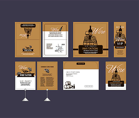 템플릿 배너템플릿 이벤트 사람없음 세트 갈색 파티 와인 현수막 전단 엽서 초대장 약도 VIP 와인통 소봉투 행사세트 행사템플릿 AI파일 배너 컬러 지도 편지봉투 카드_감사 주류 편지 홍보물 파일형식 벡터