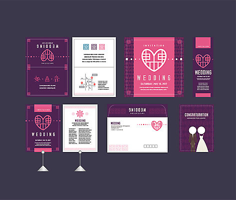 템플릿 배너템플릿 결혼 이벤트 사람없음 세트 전통문양 보라색 현수막 하트 전단 청첩장 엽서 초대장 약도 소봉투 행사세트 행사템플릿 AI파일 모양 전통 문양 배너 컬러 지도 편지봉투 카드_감사 편지 홍보물 파일형식 벡터