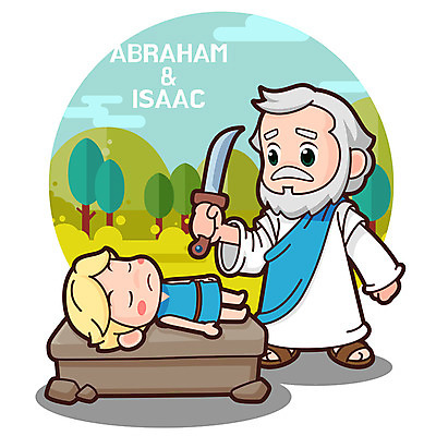 캐릭터 남자 기독교 일러스트 두명 교회 성경 칼 이삭 성경학교 아브라함 일러캐릭터 AI파일 종교 종교용품 학교 종교건축 사람 건물 파일형식 벡터