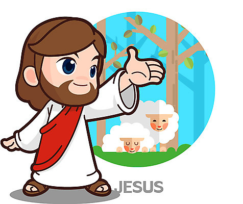 캐릭터 남자 기독교 두마리 일러스트 한명 교회 성경 양 예수 성경학교 일러캐릭터 AI파일 1 종교 2 종교용품 포유류 학교 종교건축 사람 건물 신_종교 파일형식 벡터