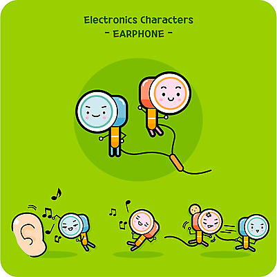 캐릭터 음악 이어폰 음표 일러스트 사람없음 신체부위 달리기 귀여움 음악감상 귀 사물캐릭터 일러캐릭터 AI파일 기호 음향기기 컨셉 모션 문화예술 사람 감상 파일형식 벡터
