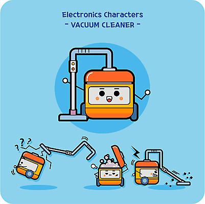 캐릭터 일러스트 사람없음 귀여움 청소 먼지 청소기 사물캐릭터 일러캐릭터 AI파일 컨셉 전자제품 청소도구 파일형식 벡터