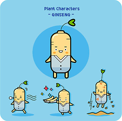 캐릭터 일러스트 사람없음 귀여움 점프 인삼 음식캐릭터 인삼캐릭터 일러캐릭터 AI파일 음식 컨셉 모션 삼 파일형식 벡터