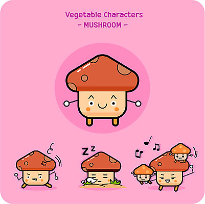 캐릭터 음표 일러스트 사람없음 달리기 귀여움 버섯 잠 음식캐릭터 놀기 버섯캐릭터 일러캐릭터 AI파일 기호 음악 음식 컨셉 모션 파일형식 벡터