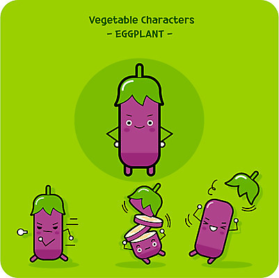 캐릭터 채소 일러스트 가지 사람없음 귀여움 꼭지 채소캐릭터 일러캐릭터 AI파일 컨셉 파일형식 벡터