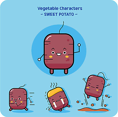 캐릭터 채소 일러스트 사람없음 귀여움 점프 겨울음식 고구마 겨울간식 음식캐릭터 군고구마 제철음식 일러캐릭터 AI파일 음식 컨셉 겨울 모션 디저트 뿌리채소 구이 제철 파일형식 벡터