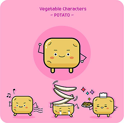 캐릭터 채소 음표 일러스트 감자 요리사모자 요리 사람없음 귀여움 감자튀김 눈물 음식캐릭터 일러캐릭터 AI파일 모자_잡화 기호 감정 음악 음식 컨셉 요리사 튀김 파일형식 벡터