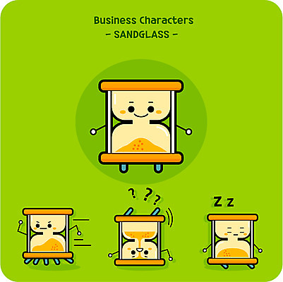 캐릭터 일러스트 사람없음 귀여움 잠 모래시계 사물캐릭터 일러캐릭터 AI파일 모래 시계 컨셉 파일형식 벡터