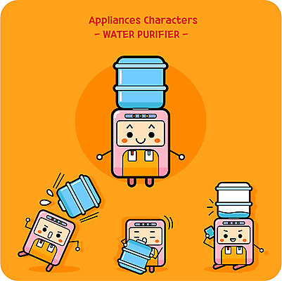 캐릭터 일러스트 사람없음 귀여움 물통 사물캐릭터 정수기 일러캐릭터 AI파일 컨셉 파일형식 벡터