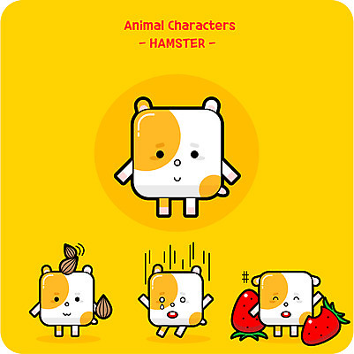 동물 캐릭터 동물캐릭터 일러스트 딸기 사람없음 귀여움 슬픔 햄스터 해바라기씨 일러캐릭터 AI파일 감정 컨셉 과일 씨앗 반려동물 설치류 파일형식 벡터