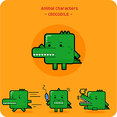 동물 캐릭터 동물캐릭터 일러스트 어류 사람없음 귀여움 먹기 악어 악어새 일러캐릭터 AI파일 컨셉 파충류 모션 조류 수중동물 파일형식 벡터
