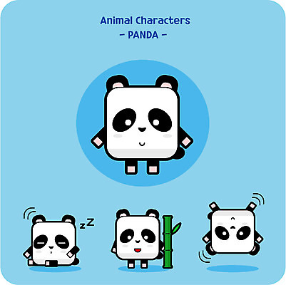 동물 캐릭터 동물캐릭터 일러스트 사람없음 귀여움 잠 판다 대나무 일러캐릭터 AI파일 나무 컨셉 곰 파일형식 벡터
