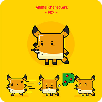 동물 캐릭터 동물캐릭터 일러스트 사람없음 달리기 귀여움 사과 여우 사과나무 삐침 일러캐릭터 AI파일 나무 감정 컨셉 과일 포유류 모션 파일형식 벡터