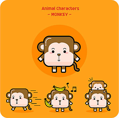 동물 캐릭터 동물캐릭터 음표 일러스트 바나나 사람없음 귀여움 원숭이 아기원숭이 일러캐릭터 AI파일 기호 새끼 음악 컨셉 과일 포유류 파일형식 벡터