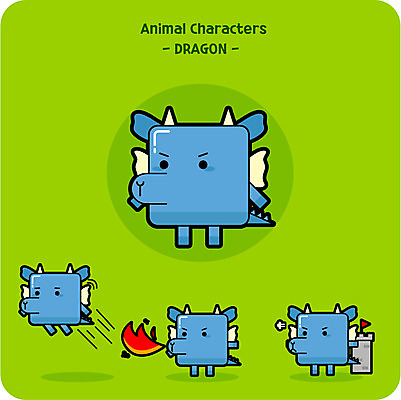 동물 캐릭터 동물캐릭터 일러스트 불 사람없음 귀여움 용 비행 성 일러캐릭터 AI파일 자연요소 건축물 컨셉 파일형식 벡터