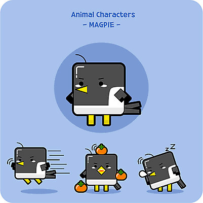 동물 캐릭터 동물캐릭터 일러스트 감 사람없음 귀여움 비행 잠 까치 일러캐릭터 AI파일 컨셉 과일 조류 파일형식 벡터