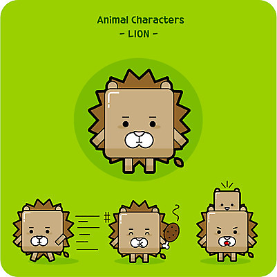 동물 캐릭터 동물캐릭터 일러스트 육류 사람없음 달리기 귀여움 사자 먹이 일러캐릭터 AI파일 컨셉 식재료 포유류 모션 파일형식 벡터