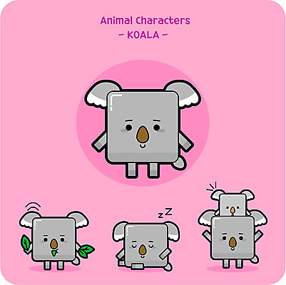 동물 캐릭터 동물캐릭터 일러스트 사람없음 귀여움 잠 아기코알라 유칼리나무 일러캐릭터 AI파일 나무 새끼 컨셉 코알라 파일형식 벡터