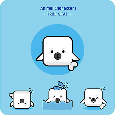 동물 캐릭터 동물캐릭터 일러스트 어류 사람없음 귀여움 수영 놀람 바다표범 일러캐릭터 AI파일 감정 컨셉 포유류 표정 바다동물 수중동물 수상스포츠 파일형식 벡터