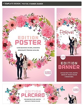 PSD 배너 배너템플릿 여자 남자 가로배너 꽃 ZIP 포스터 세로배너 나비 서기 20대 성인 두명 세트 한국인 현수막 가리킴 꽃축제 성인만 식물 템플릿 곤충 모션 사람 동양인 손짓 청년 가로 세로 축제 파일형식
