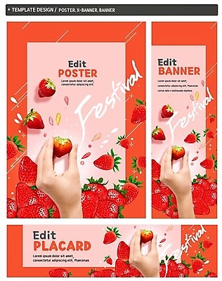 PSD 손 배너 배너템플릿 가로배너 ZIP 포스터 세로배너 과일 딸기 한손 들기 신체부위 세트 현수막 딸기축제 템플릿 모션 사람 가로 세로 축제 파일형식