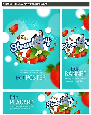 PSD 배너 배너템플릿 여자 남자 가로배너 ZIP 포스터 세로배너 어린이 과일 포옹 딸기 소녀 소년 두명 세트 한국인 현수막 딸기축제 어린이만 템플릿 안기 사람 동양인 가로 세로 축제 파일형식