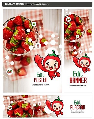 PSD 배너 배너템플릿 가로배너 ZIP 포스터 세로배너 과일 딸기 사람없음 세트 식탁보 현수막 네트워크 과일캐릭터 딸기캐릭터 딸기축제 템플릿 캐릭터 가로 세로 축제 파일형식