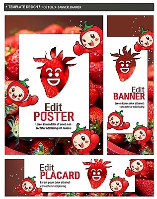 PSD 배너 배너템플릿 가로배너 ZIP 포스터 세로배너 과일 딸기 사람없음 세트 현수막 최고 과일캐릭터 딸기캐릭터 딸기축제 템플릿 캐릭터 가로 세로 축제 파일형식