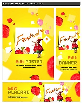 PSD 모자 배너 배너템플릿 가로배너 ZIP 포스터 세로배너 과일 딸기 한명 세트 현수막 아기 풍선 딸기축제 템플릿 1 잡화 사람 가로 세로 축제 파일형식