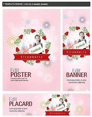 PSD 배너 배너템플릿 여자 가로배너 ZIP 포스터 세로배너 어린이 과일 딸기 한명 상반신 세트 한국인 현수막 딸기축제 소녀한명만 템플릿 1 사람 동양인 가로 세로 축제 여자한명만 소녀만 파일형식