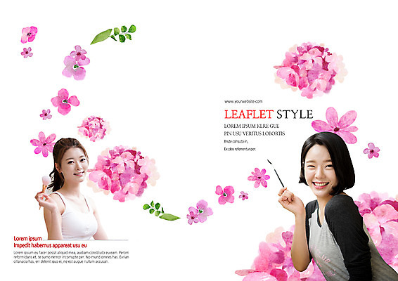 PSD 템플릿 편집 표지디자인 북디자인 출판디자인 여자 표지 꽃 리플렛 북커버 웃음 팜플렛 상반신 20대 성인 두명 화장 뷰티 한국인 붓 성인여자만 이미지템플릿 식물 표정 사람 동양인 청년 여자만 성인만 파일형식