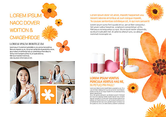 PSD 템플릿 편집 표지디자인 북디자인 출판디자인 여자 꽃 내지 리플렛 북커버 웃음 팜플렛 상반신 20대 성인 세명 화장 뷰티 한국인 립스틱 퍼프 립글로스 성인여자만 이미지템플릿 식물 표정 사람 동양인 청년 화장품 여자만 성인만 파일형식