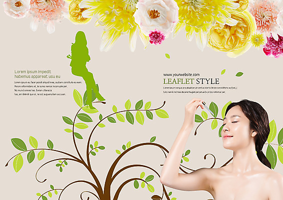 PSD 나무 템플릿 편집 표지디자인 북디자인 출판디자인 여자 표지 꽃 실루엣 리플렛 북커버 한명 팜플렛 상반신 20대 성인 뷰티 눈감음 화장품 한국인 에센스 의료성형뷰티 이미지템플릿 식물 1 모션 촬영기법 사람 동양인 청년 파일형식