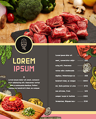 PSD 템플릿 편집 접시 표지디자인 북디자인 출판디자인 내지 리플렛 2단접지 북커버 식재료 방울토마토 피망 육류 팜플렛 사람없음 버섯 당근 브로콜리 가격 메뉴 메뉴판 갈비 육회 날계란 이미지템플릿 식기 토마토 채소 뿌리채소 생고기 계란 파일형식